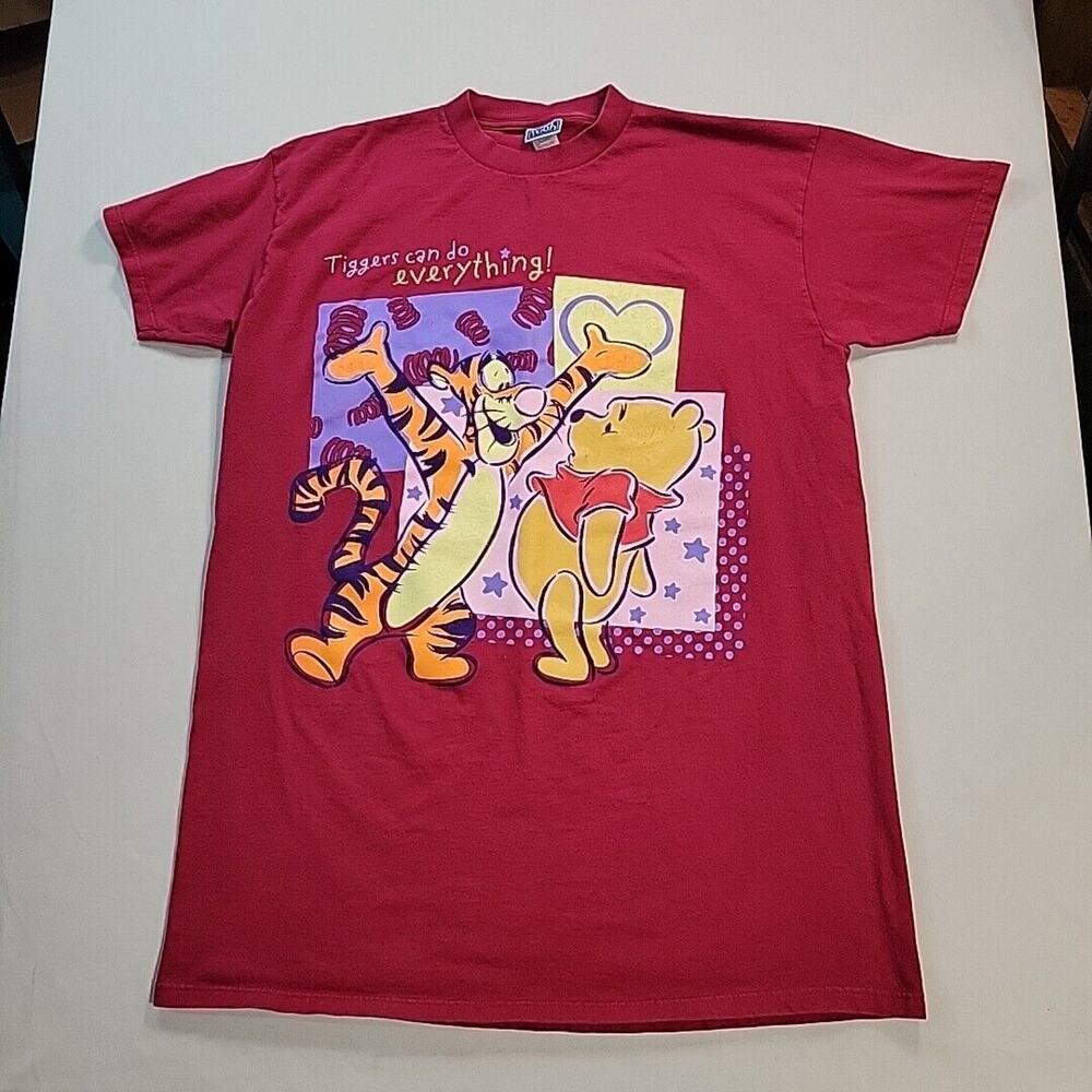 Vintage Y2k Winnie the Pooh & Tigger Red T Shirt Graphic XL LONG Read Please